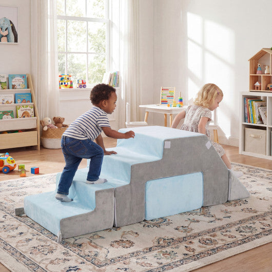 4-in-1 Foam Climbing Blocks Toddler Indoor Climb with Slide-Gray LuxuryLifeWay Online Store