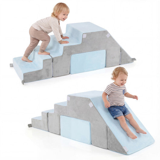 4-in-1 Foam Climbing Blocks Toddler Indoor Climb with Slide-Gray LuxuryLifeWay Online Store