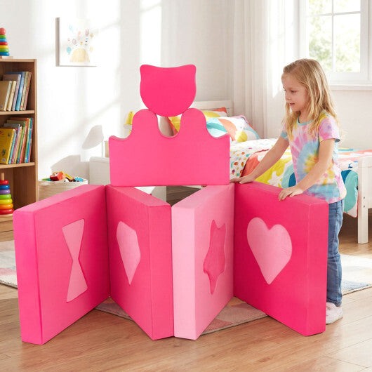 14 Piece Kids Play Couch Modular Foam Climbing Blocks for Kids 3+ Years Old-Pink LuxuryLifeWay Online Store