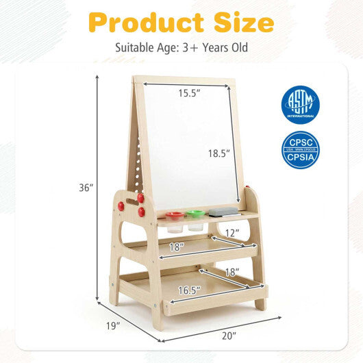 2-in-1 Kids Art Easel with Magnetic Whiteboard and Marble Run Game-Natural LuxuryLifeWay Online Store