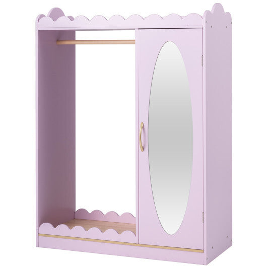 Kids Dress Up Storage with Full Length Mirror and Door Cabinet-Pink LuxuryLifeWay Online Store