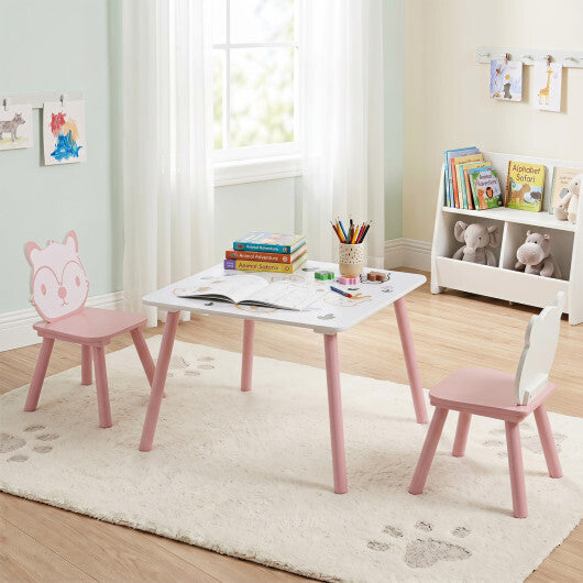 3 Pieces Kids Table and Chairs Set with Animal Patterns for Kids LuxuryLifeWay Online Store