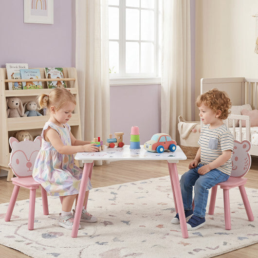 3 Pieces Kids Table and Chairs Set with Animal Patterns for Kids LuxuryLifeWay Online Store