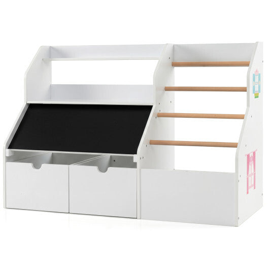 Kids Toy Storage Organizer with Flip-up Blackboard-White LuxuryLifeWay Online Store