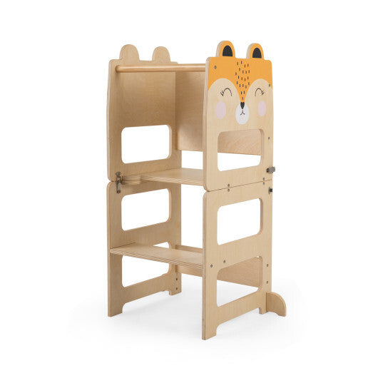 3-in-1 Wooden Kids Toddler Kitchen Step Stool with Blackboard-Black&White LuxuryLifeWay Online Store