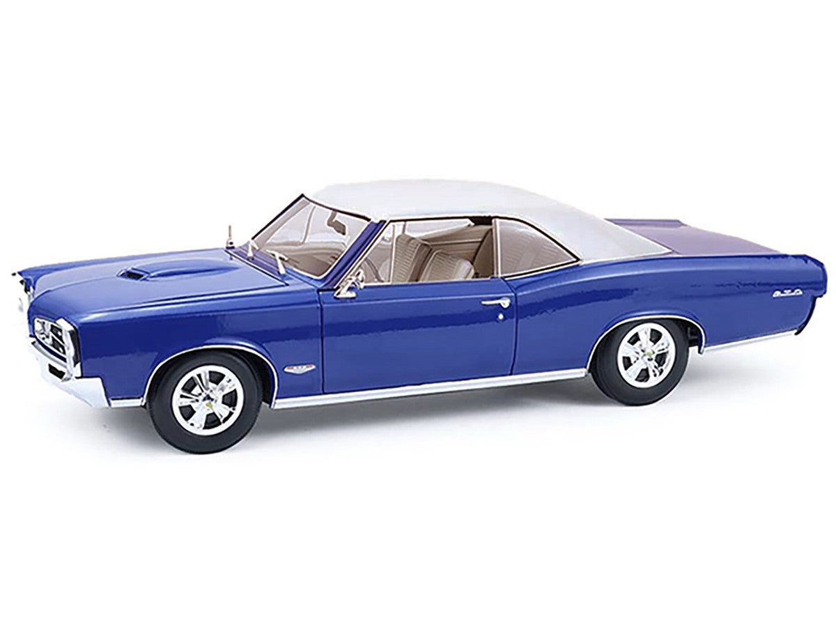 1966 Pontiac GTO Barrier Blue with White Top and Interior 1/18 Diecast Model Car by Highway 61 LuxuryLifeWay Online Store