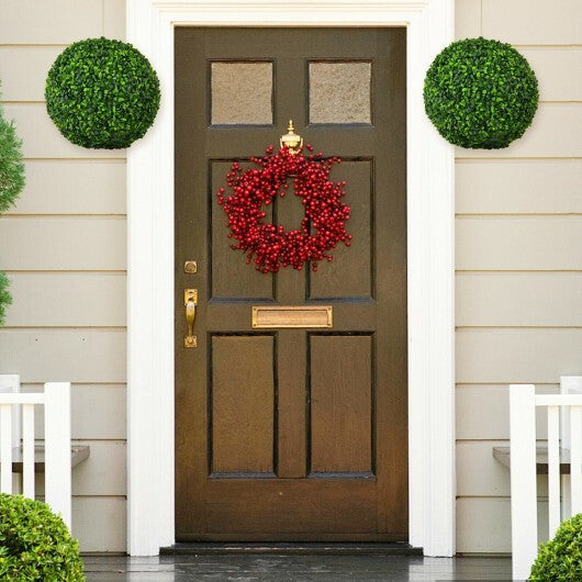 2 Pieces 15.7 Inch Artificial Boxwood Topiary Ball Tree Set - Color: Green - Size: 15.5 inches LuxuryLifeWay Online Store
