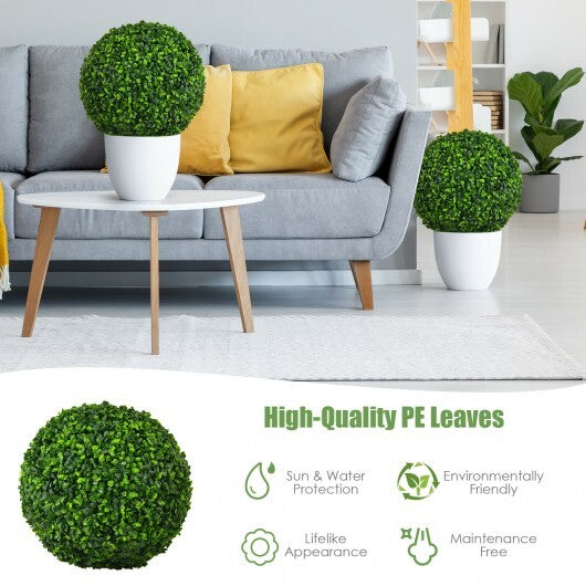 2 Pieces 15.7 Inch Artificial Boxwood Topiary Ball Tree Set - Color: Green - Size: 15.5 inches LuxuryLifeWay Online Store