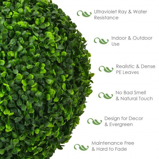 2 Pieces 15.7 Inch Artificial Boxwood Topiary Ball Tree Set - Color: Green - Size: 15.5 inches LuxuryLifeWay Online Store