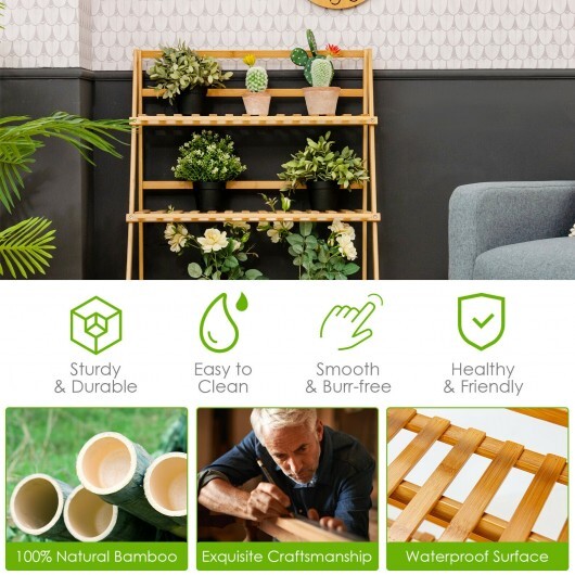 3-Tier Bamboo Foldable Plant Stand with Display Shelf Rack-Natural - Color: Natural LuxuryLifeWay Online Store