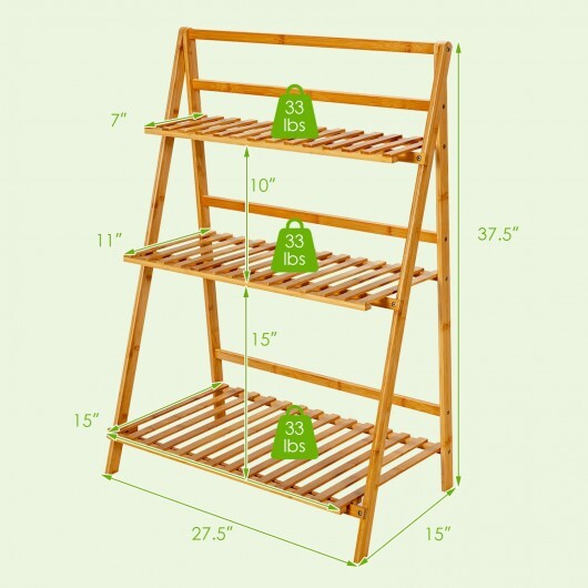 3-Tier Bamboo Foldable Plant Stand with Display Shelf Rack-Natural - Color: Natural LuxuryLifeWay Online Store