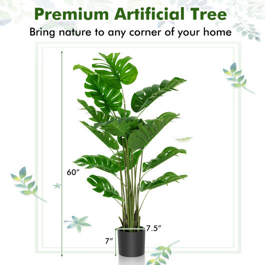 5 Feet Artificial Tree Faux Monstera Deliciosa Plant for Home Indoor and Outdoor LuxuryLifeWay Online Store