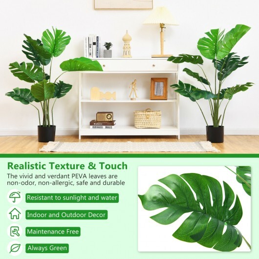 2 Pack Artificial Monstera Deliciosa Tree with 10 Leaves of Different Sizes - Color: Green LuxuryLifeWay Online Store
