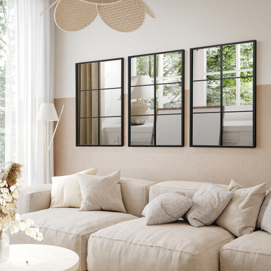 3-Layered Decorative Wall Mirror with Metal Frame for Dining Living Room-Black LuxuryLifeWay Online Store