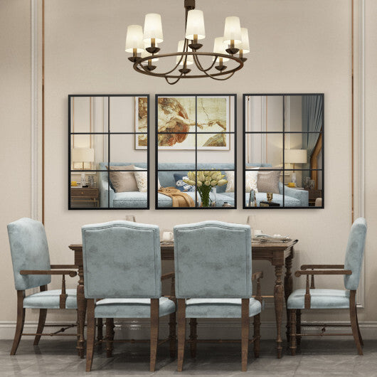 3-Layered Decorative Wall Mirror with Metal Frame for Dining Living Room-Black LuxuryLifeWay Online Store