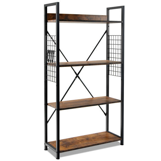 4 -Tier Industrial Open Storage Bookshelf-Coffee - Color: Dark Brown LuxuryLifeWay Online Store