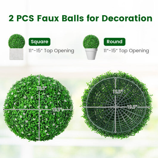 2 PCS Holly Artificial Topiary Balls 19.5 Inch Faux Boxwood Balls LuxuryLifeWay Online Store