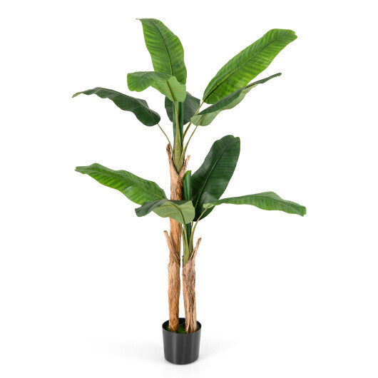 5.5/6.5 Feet Tall Artificial Banana Tree with 10/27 Large Leaves-6.5 ft