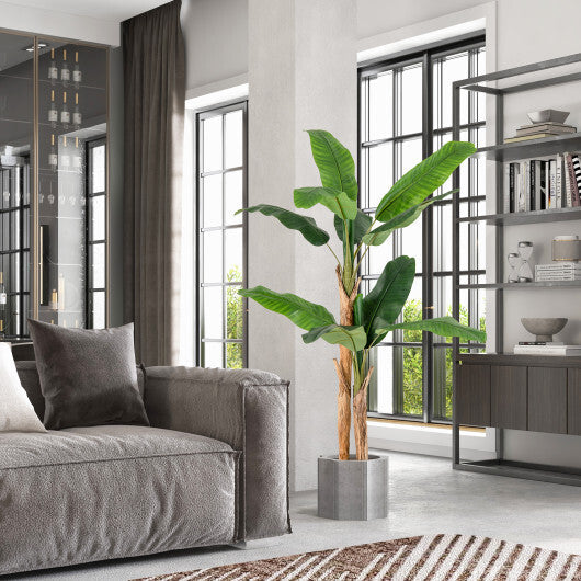 5.5/6.5 Feet Tall Artificial Banana Tree with 10/27 Large Leaves-6.5 ft