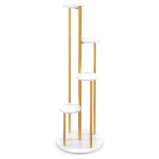Indoor Metal Plant Stand Corner Plant Shelf for Potted Plant with Golden Metal Frame-White LuxuryLifeWay Online Store