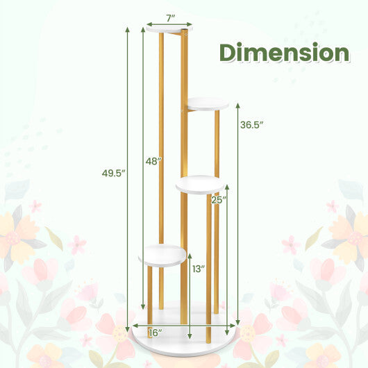 Indoor Metal Plant Stand Corner Plant Shelf for Potted Plant with Golden Metal Frame-White LuxuryLifeWay Online Store
