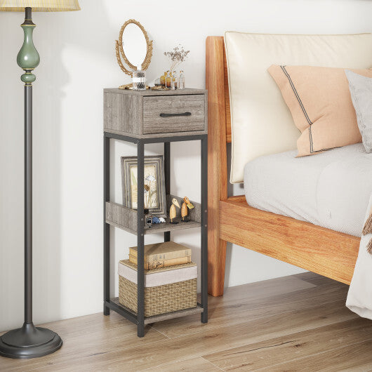 3 Tier Tall Plant Stand with Drawer Anti-tipping Devices-Gray LuxuryLifeWay Online Store