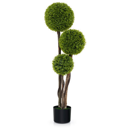 4 FT Artificial Boxwood Topiary Ball Tree in Weighted Pot with Triple Ball LuxuryLifeWay Online Store