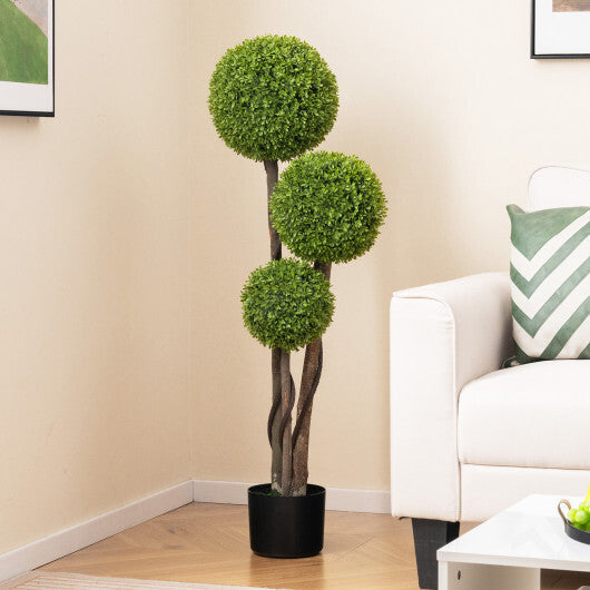 4 FT Artificial Boxwood Topiary Ball Tree in Weighted Pot with Triple Ball LuxuryLifeWay Online Store