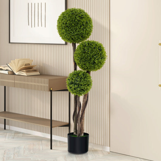 4 FT Artificial Boxwood Topiary Ball Tree in Weighted Pot with Triple Ball LuxuryLifeWay Online Store