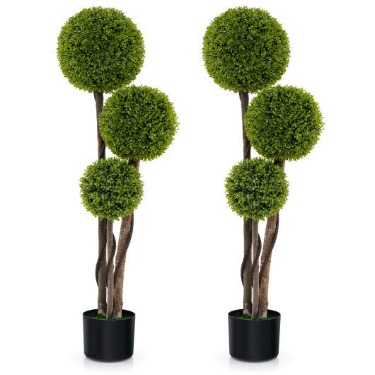 4 FT Artificial Boxwood Topiary Ball Tree in Weighted Pot with Triple Ball LuxuryLifeWay Online Store