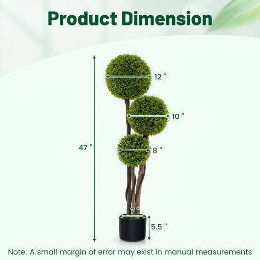 4 FT Artificial Boxwood Topiary Ball Tree in Weighted Pot with Triple Ball LuxuryLifeWay Online Store