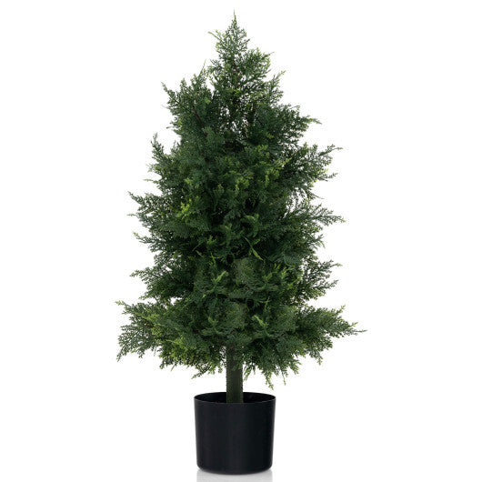 Artificial Cedar Topiary Tree with Plastic Nursery Pot for Porch and Office LuxuryLifeWay Online Store