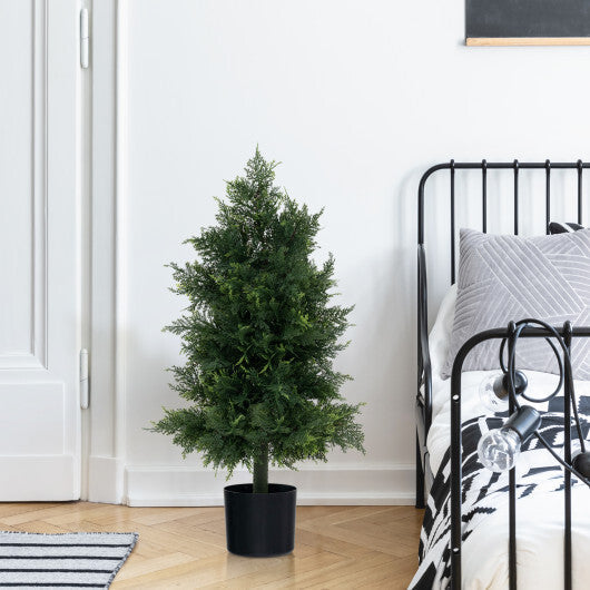 Artificial Cedar Topiary Tree with Plastic Nursery Pot for Porch and Office LuxuryLifeWay Online Store
