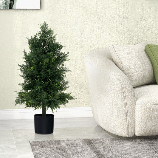 Artificial Cedar Topiary Tree with Plastic Nursery Pot for Porch and Office LuxuryLifeWay Online Store