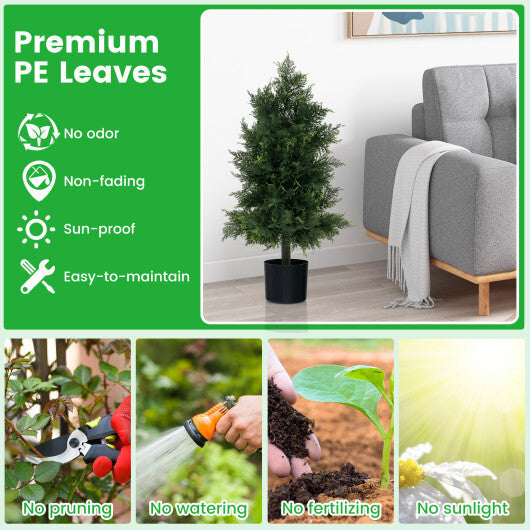 Artificial Cedar Topiary Tree with Plastic Nursery Pot for Porch and Office LuxuryLifeWay Online Store