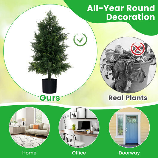 Artificial Cedar Topiary Tree with Plastic Nursery Pot for Porch and Office LuxuryLifeWay Online Store