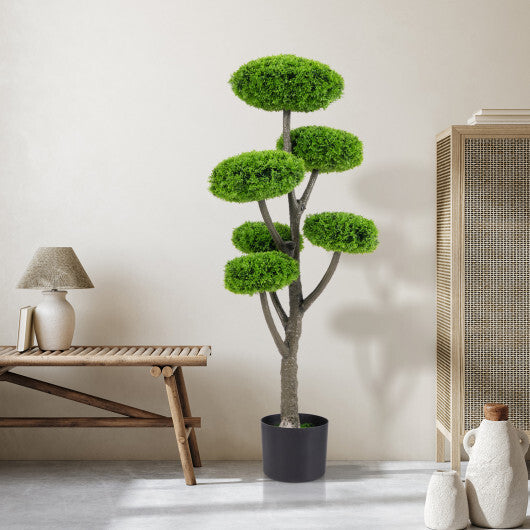 6 Ball Artificial Cypress Topiary Ball Tree with Weighted Pot for Porch