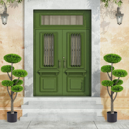 6 Ball Artificial Cypress Topiary Ball Tree with Weighted Pot for Porch