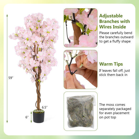 5 FT Tall Artificial Cherry Blossom Tree with Pink Flowers-1 Pack LuxuryLifeWay Online Store