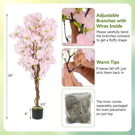 5 FT Tall Artificial Cherry Blossom Tree with Pink Flowers-1 Pack LuxuryLifeWay Online Store