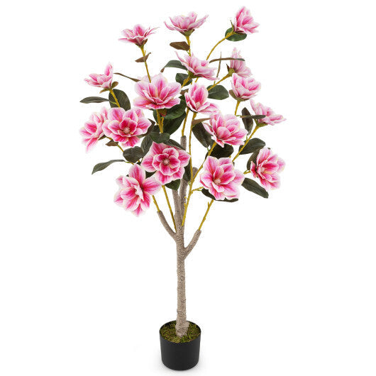 Faux Wedding Flower Plant with Elegant PEVA Leaves and Multi-branch Trunks-Pink