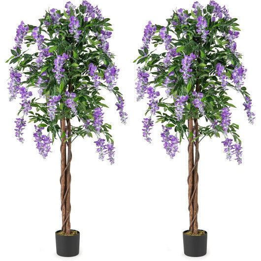 5.5 FT Faux Wisteria Plant in Nursery Pot with Blooming Flowers Set of 2-Purple LuxuryLifeWay Online Store