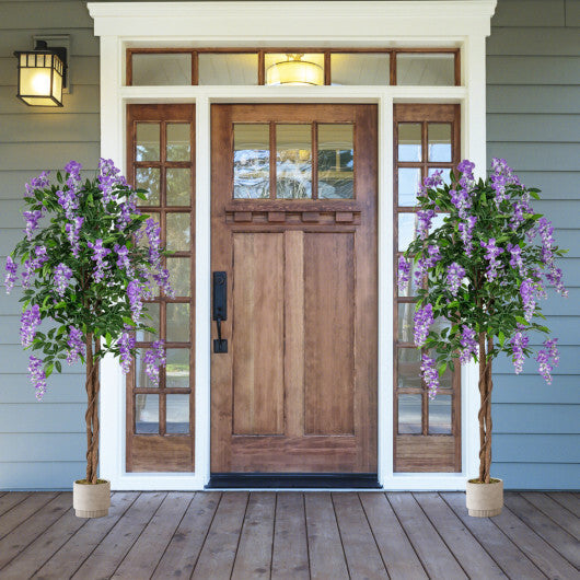 5.5 FT Faux Wisteria Plant in Nursery Pot with Blooming Flowers Set of 2-Purple LuxuryLifeWay Online Store
