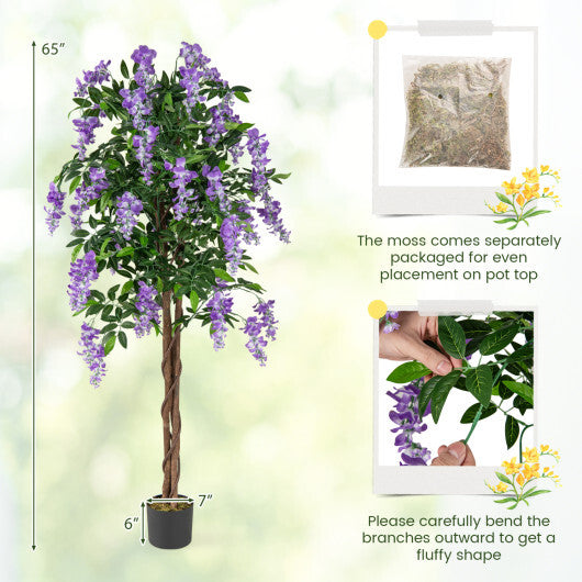 5.5 FT Faux Wisteria Plant in Nursery Pot with Blooming Flowers Set of 2-Purple LuxuryLifeWay Online Store