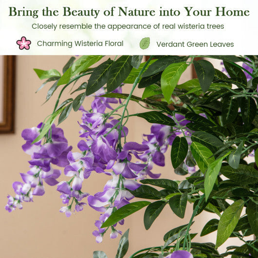 5.5 FT Faux Wisteria Plant in Nursery Pot with Blooming Flowers Set of 2-Purple LuxuryLifeWay Online Store