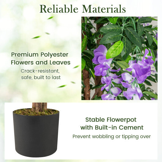 5.5 FT Faux Wisteria Plant in Nursery Pot with Blooming Flowers Set of 2-Purple LuxuryLifeWay Online Store