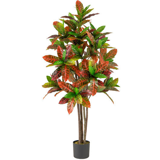 5 FT Tall Artificial Croton Plant with Gradient Leaves and Nursery Pot-2 Pack LuxuryLifeWay Online Store