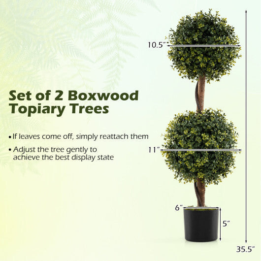 Set of 2 Artificial Double Topiary Ball Trees