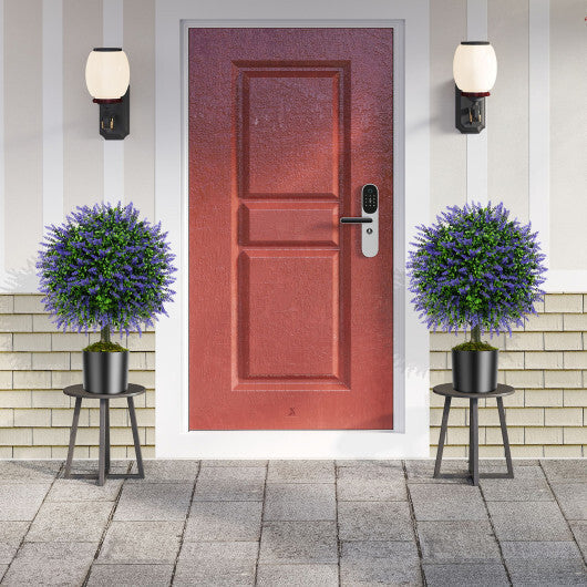23 Inch Set of 2 Artificial Lavender Topiary Ball Trees with Cement-Filled Pot-Purple LuxuryLifeWay Online Store