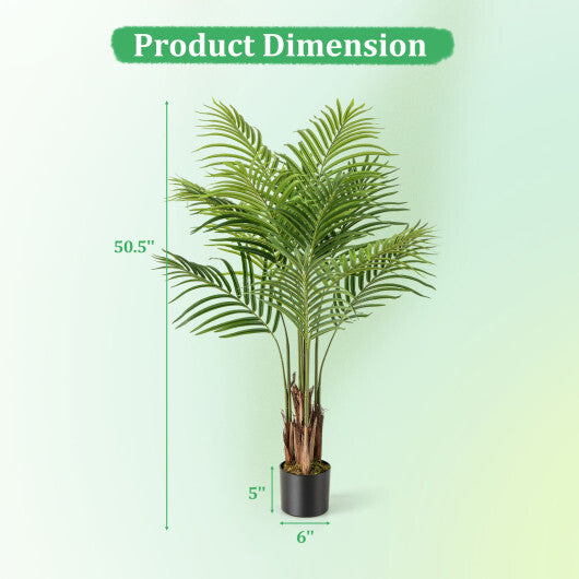 2 Pack 4.2 Feet Tall Artificial Palm Paradise Plant Large Fake Potted Tree-Green